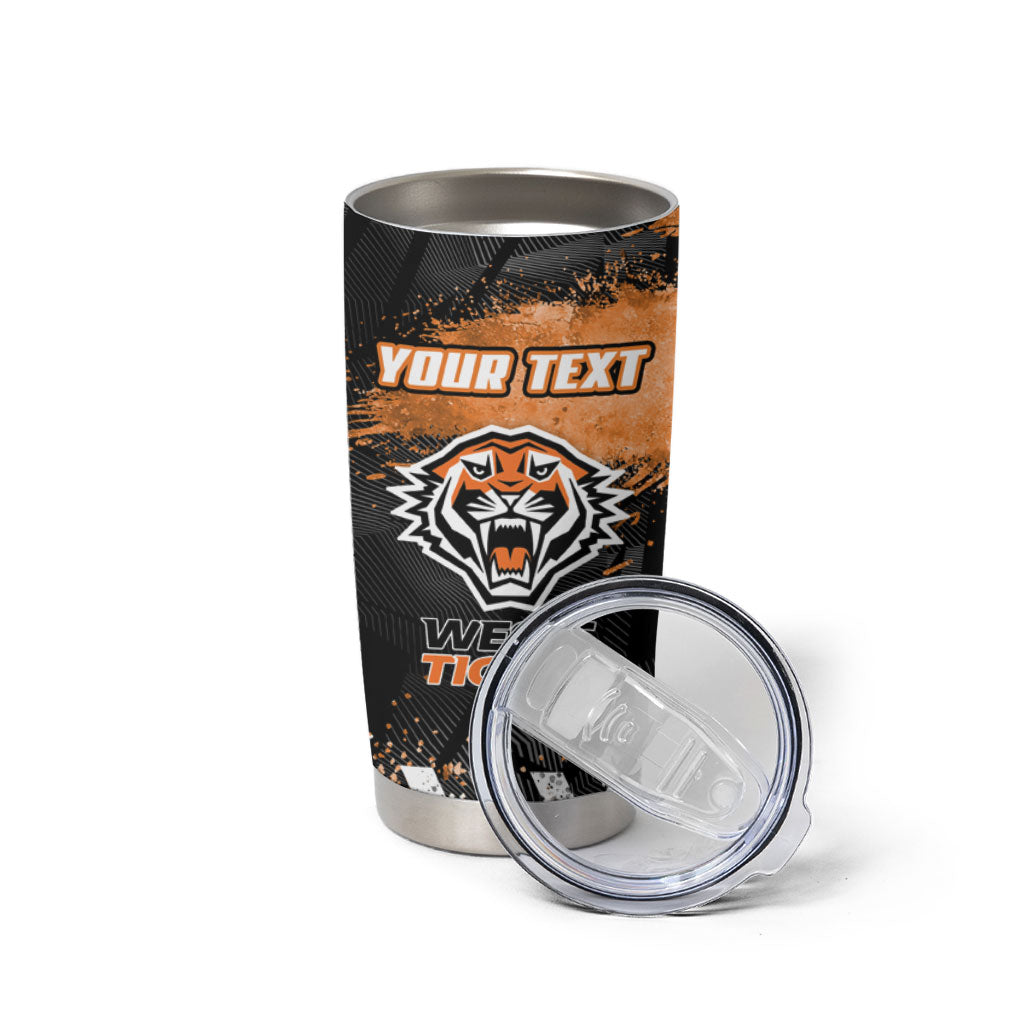 Personalized Wests Tigers Rugby Tumbler Cup Tiger Mascot - Sporty Splash Art Style