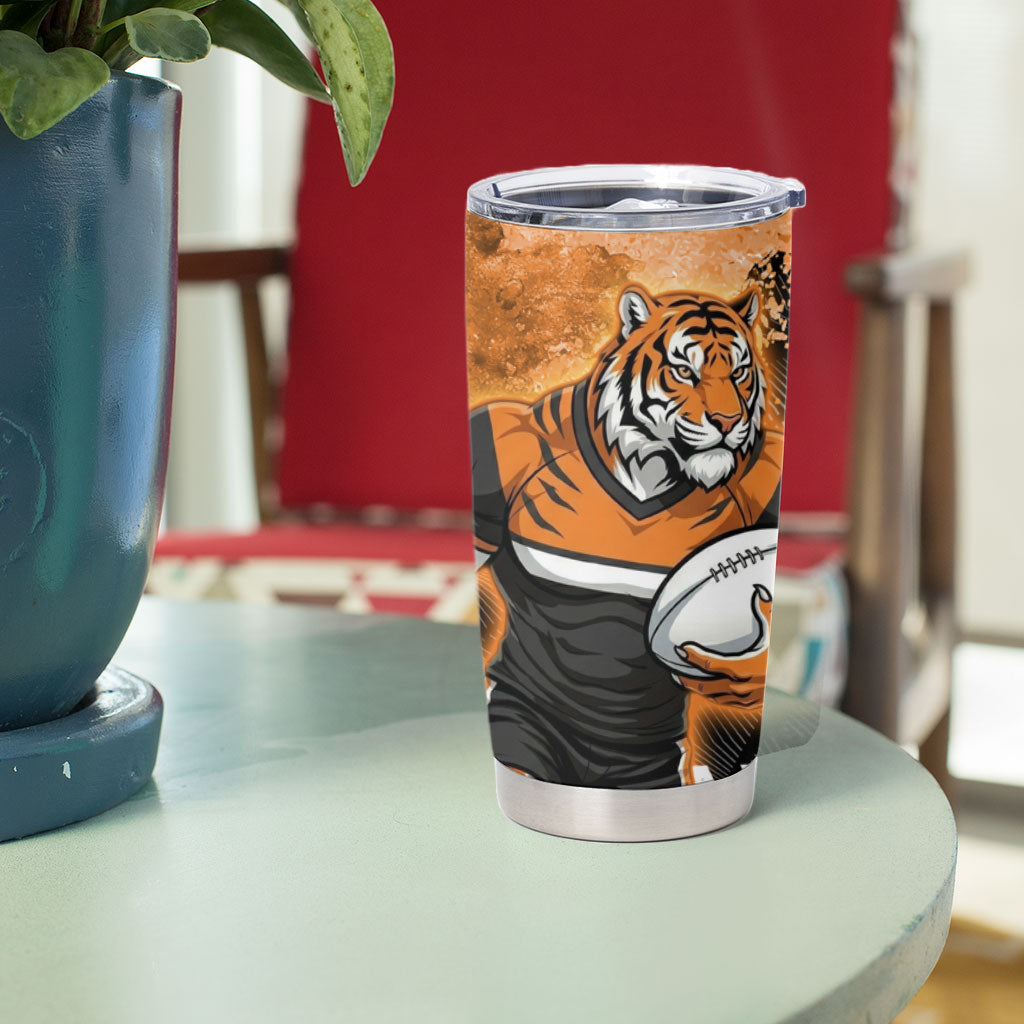 Personalized Wests Tigers Rugby Tumbler Cup Tiger Mascot - Sporty Splash Art Style