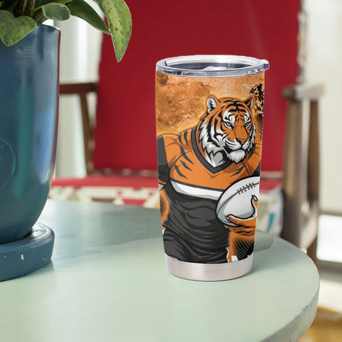 Personalized Wests Tigers Rugby Tumbler Cup Tiger Mascot - Sporty Splash Art Style