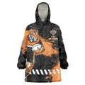 Personalized Wests Tigers Rugby Wearable Blanket Hoodie Tiger Mascot - Sporty Splash Art Style