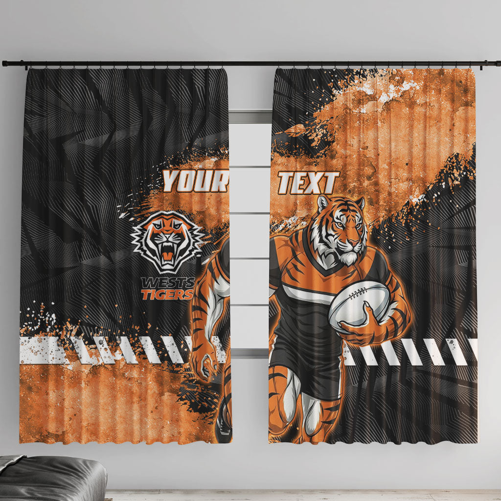 Personalized Wests Tigers Rugby Window Curtain Tiger Mascot - Sporty Splash Art Style