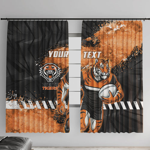Personalized Wests Tigers Rugby Window Curtain Tiger Mascot - Sporty Splash Art Style