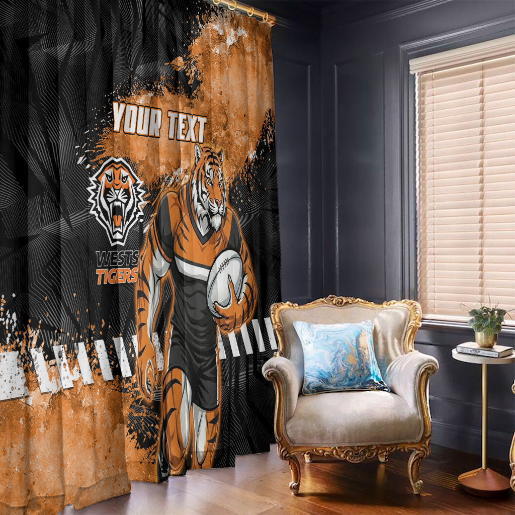 Personalized Wests Tigers Rugby Window Curtain Tiger Mascot - Sporty Splash Art Style
