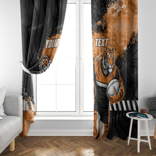 Personalized Wests Tigers Rugby Window Curtain Tiger Mascot - Sporty Splash Art Style