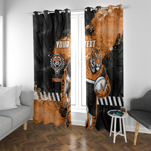 Personalized Wests Tigers Rugby Window Curtain Tiger Mascot - Sporty Splash Art Style