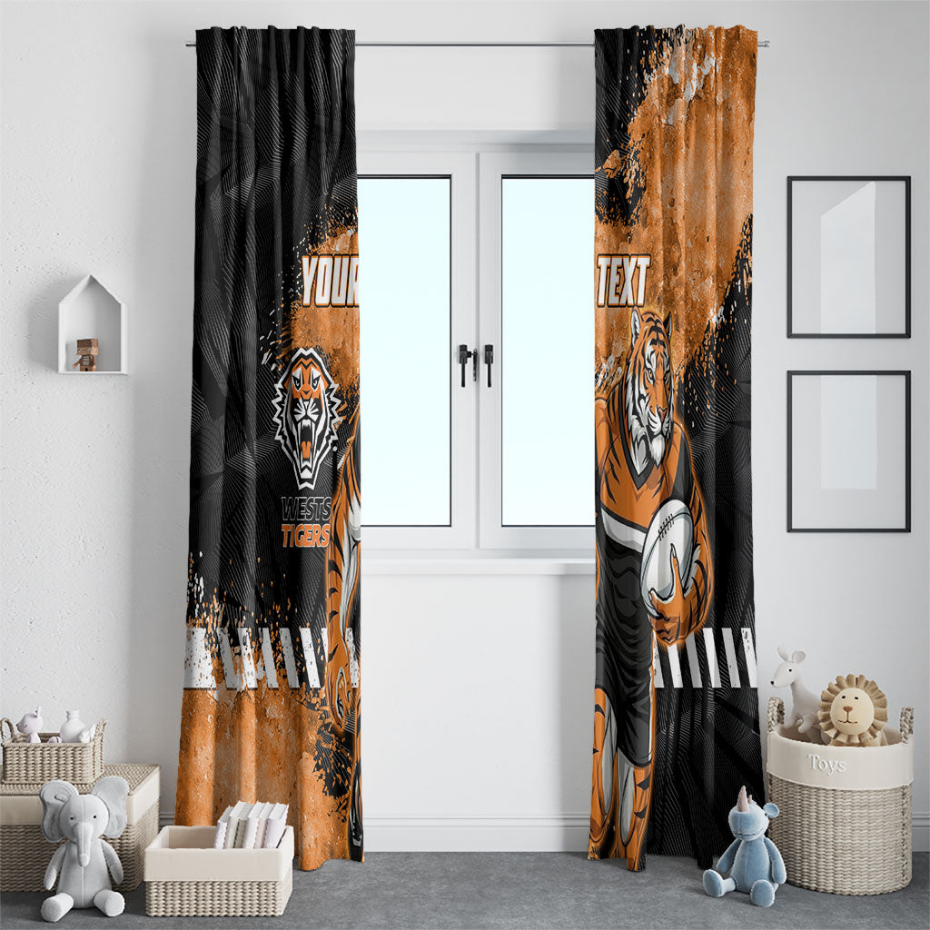 Personalized Wests Tigers Rugby Window Curtain Tiger Mascot - Sporty Splash Art Style