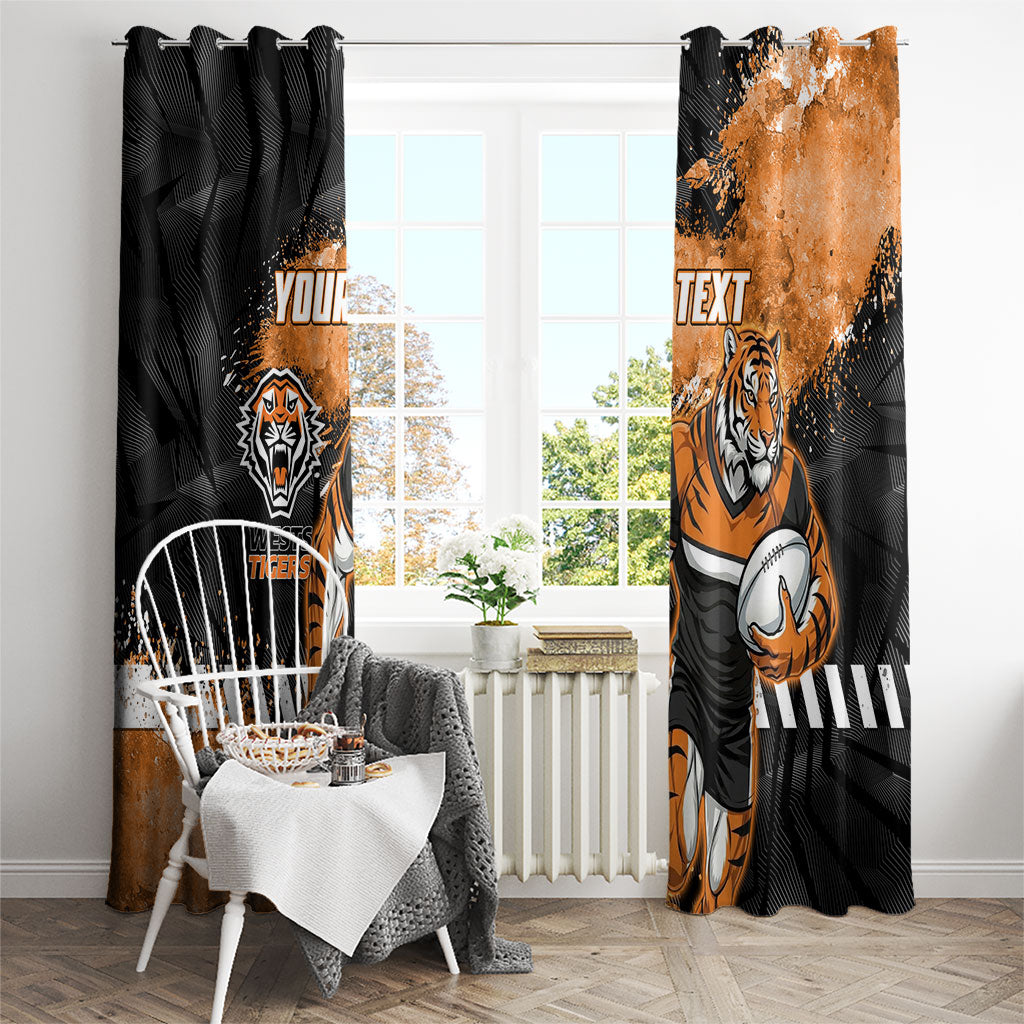 Personalized Wests Tigers Rugby Window Curtain Tiger Mascot - Sporty Splash Art Style