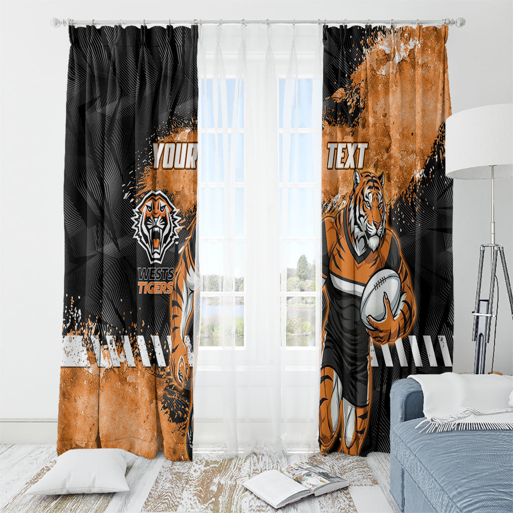 Personalized Wests Tigers Rugby Window Curtain Tiger Mascot - Sporty Splash Art Style