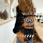 Personalized Wests Tigers Rugby Women Casual Shirt Tiger Mascot - Sporty Splash Art Style