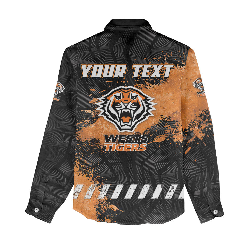 Personalized Wests Tigers Rugby Women Casual Shirt Tiger Mascot - Sporty Splash Art Style