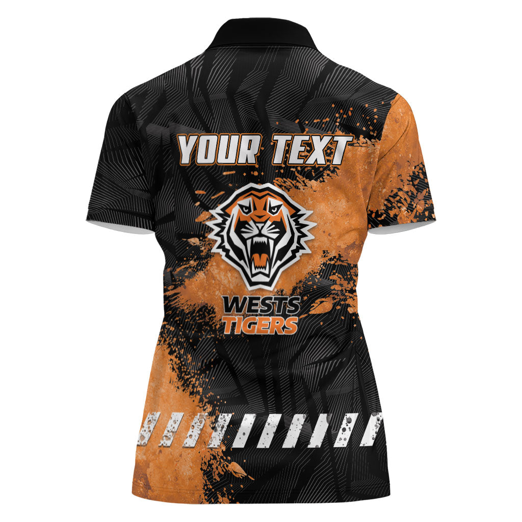 Personalized Wests Tigers Rugby Women Polo Shirt Tiger Mascot - Sporty Splash Art Style