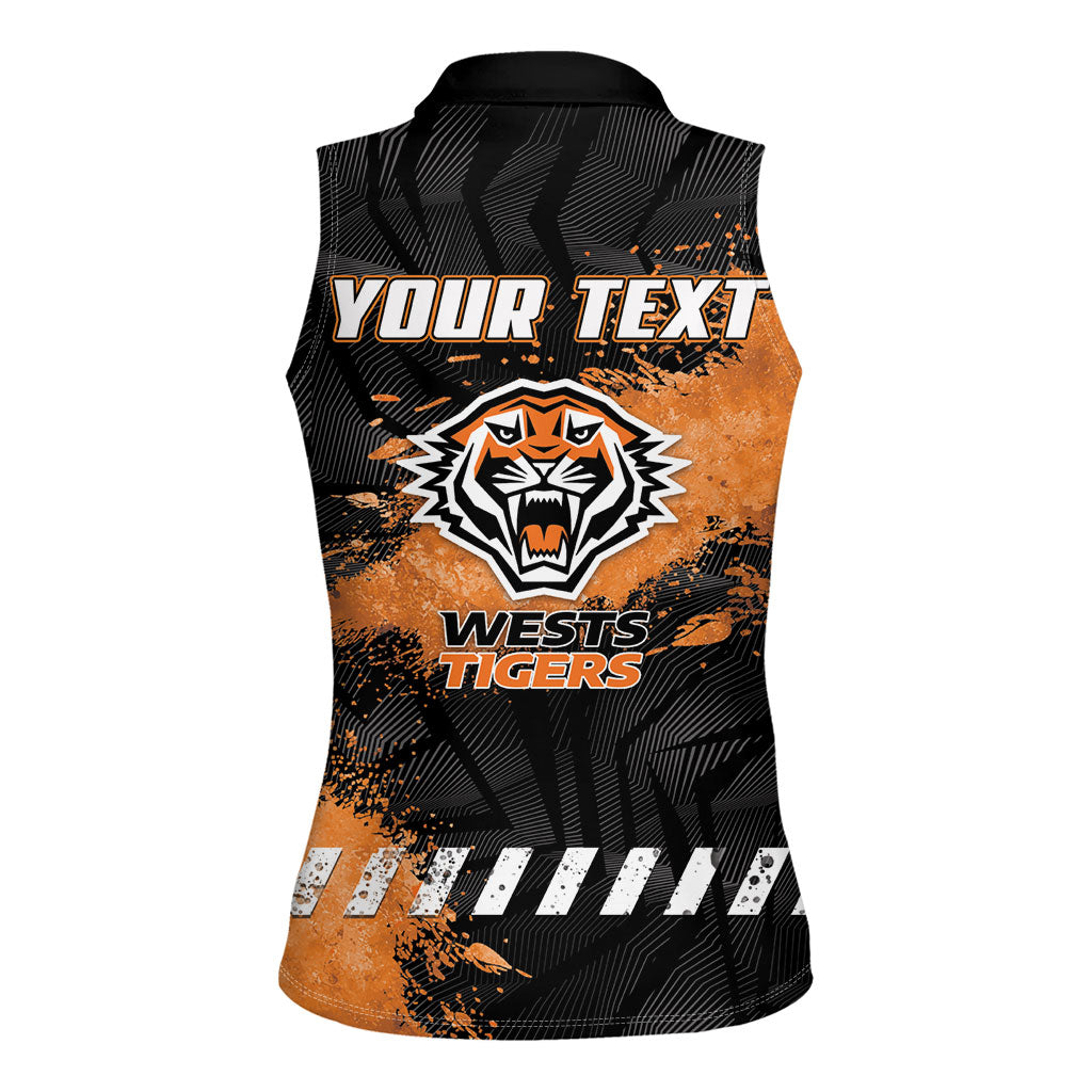 Personalized Wests Tigers Rugby Women Sleeveless Polo Shirt Tiger Mascot - Sporty Splash Art Style