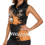 Personalized Wests Tigers Rugby Women Sleeveless Polo Shirt Tiger Mascot - Sporty Splash Art Style