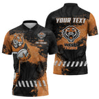 Personalized Wests Tigers Rugby Zipper Polo Shirt Tiger Mascot - Sporty Splash Art Style