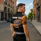 Personalized Wests Tigers Rugby Zipper Polo Shirt Tiger Mascot - Sporty Splash Art Style