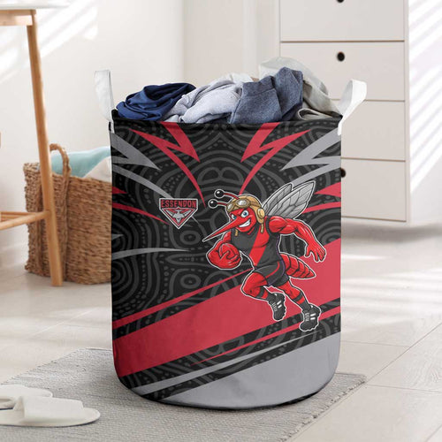 Essendon Bombers Australian Football Laundry Basket Skeeta Mascot With Indigenous Pattern Art