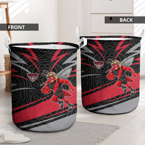 Essendon Bombers Australian Football Laundry Basket Skeeta Mascot With Indigenous Pattern Art