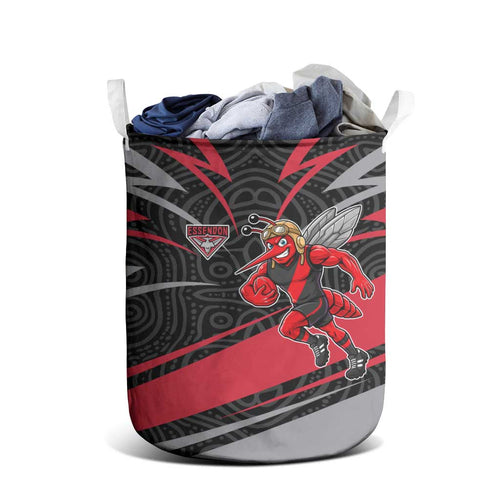 Essendon Bombers Australian Football Laundry Basket Skeeta Mascot With Indigenous Pattern Art