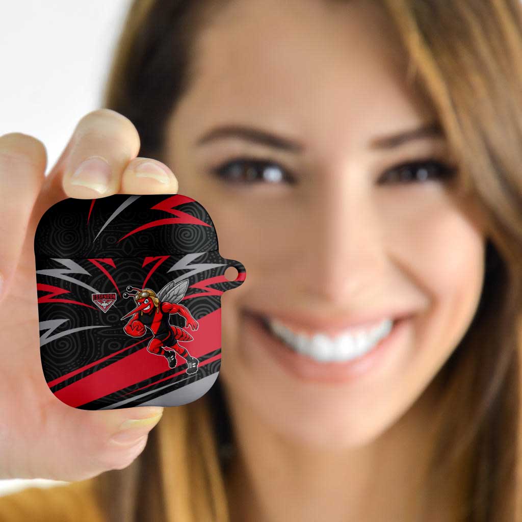 Essendon Bombers Australian Football AirPods Case Skeeta Mascot With Indigenous Pattern Art