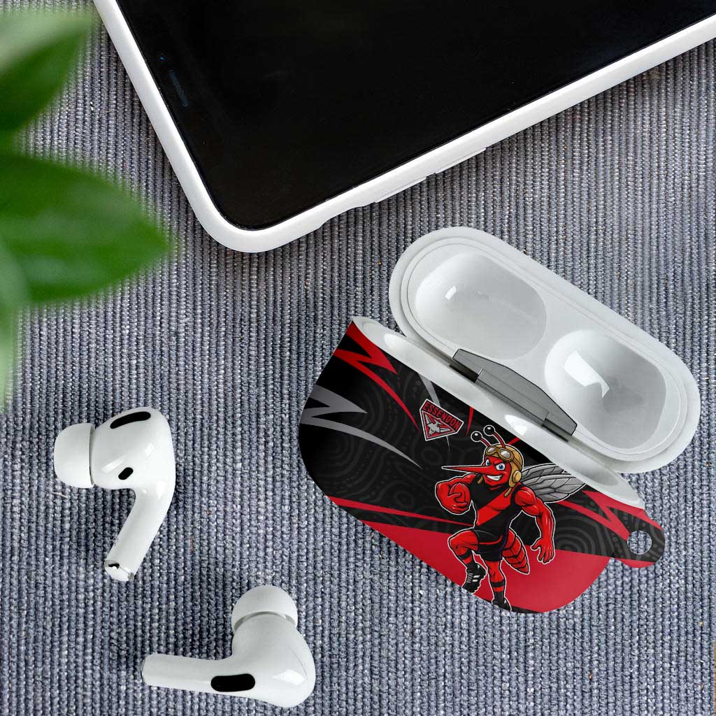 Essendon Bombers Australian Football AirPods Case Skeeta Mascot With Indigenous Pattern Art