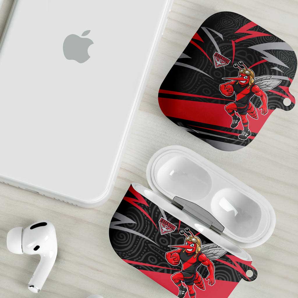 Essendon Bombers Australian Football AirPods Case Skeeta Mascot With Indigenous Pattern Art