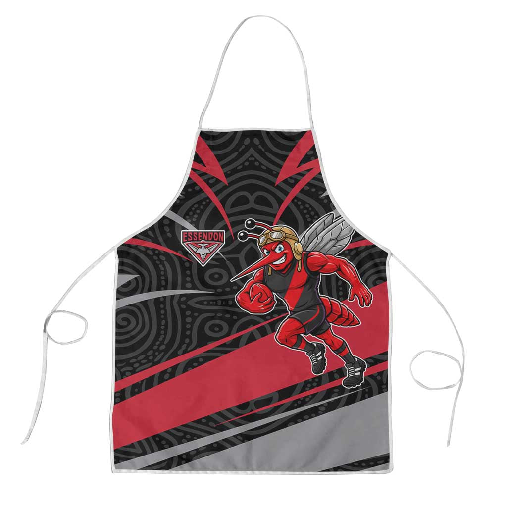 Essendon Bombers Australian Football Apron Skeeta Mascot With Indigenous Pattern Art