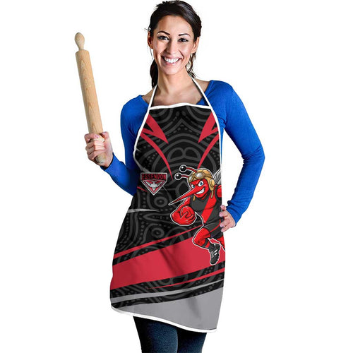 Essendon Bombers Australian Football Apron Skeeta Mascot With Indigenous Pattern Art