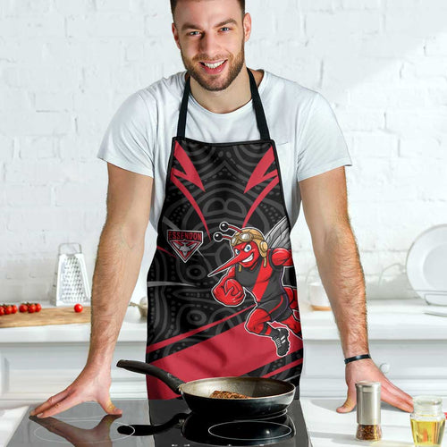Essendon Bombers Australian Football Apron Skeeta Mascot With Indigenous Pattern Art