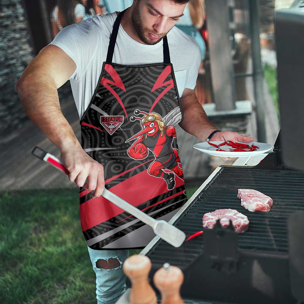 Essendon Bombers Australian Football Apron Skeeta Mascot With Indigenous Pattern Art