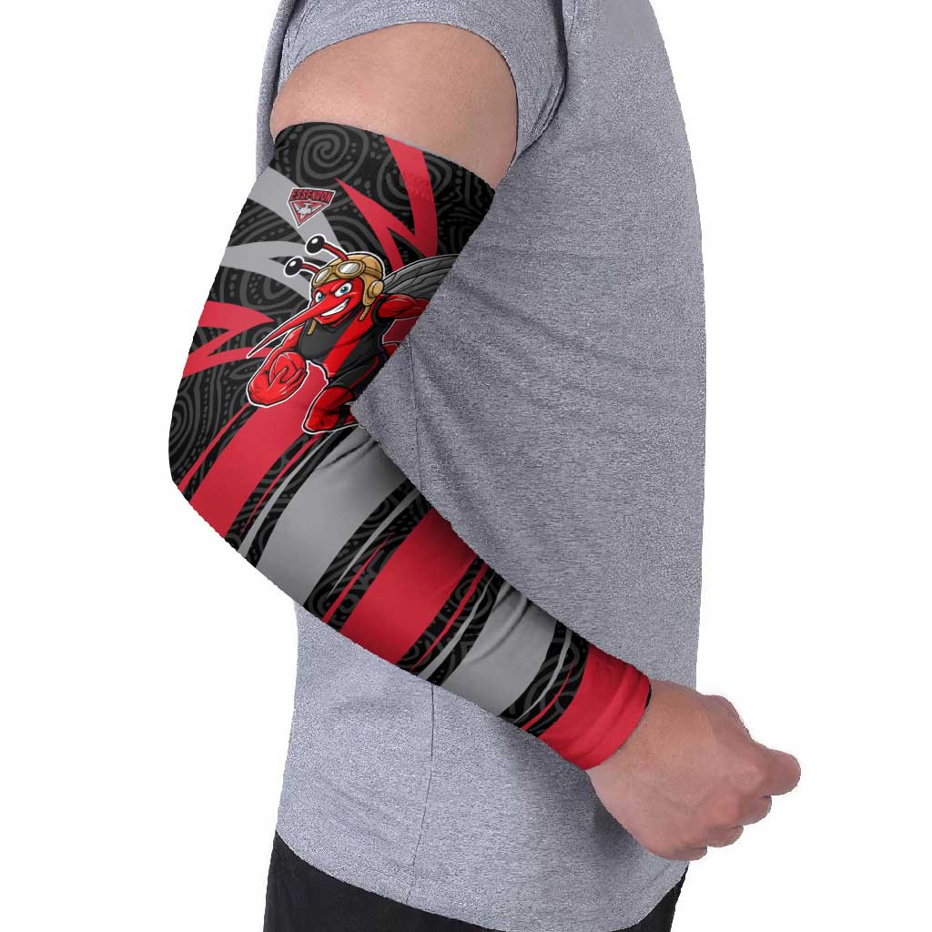 Essendon Bombers Australian Football Arm Sleeves Skeeta Mascot With Indigenous Pattern Art