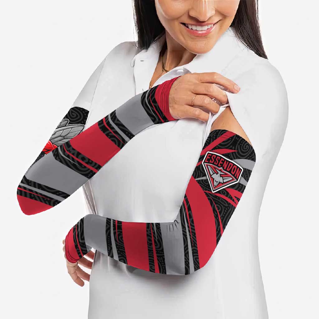 Essendon Bombers Australian Football Arm Sleeves Skeeta Mascot With Indigenous Pattern Art