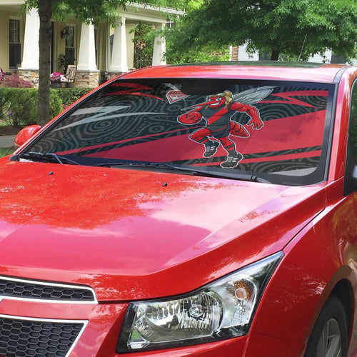 Essendon Bombers Australian Football Auto Sun Shade Skeeta Mascot With Indigenous Pattern Art