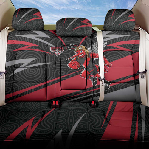 Essendon Bombers Australian Football Back Car Seat Cover Skeeta Mascot With Indigenous Pattern Art