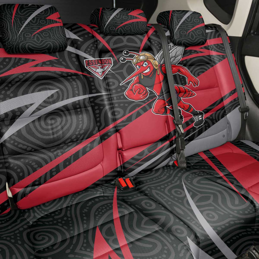 Essendon Bombers Australian Football Back Car Seat Cover Skeeta Mascot With Indigenous Pattern Art