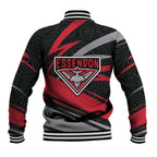 Essendon Bombers Australian Football Baseball Jacket Skeeta Mascot With Indigenous Pattern Art