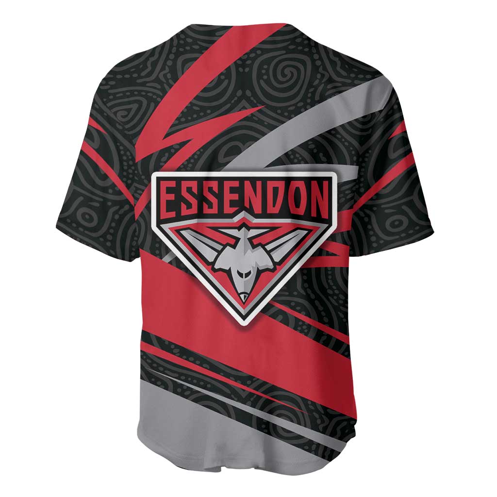 Essendon Bombers Australian Football Baseball Jersey Skeeta Mascot With Indigenous Pattern Art