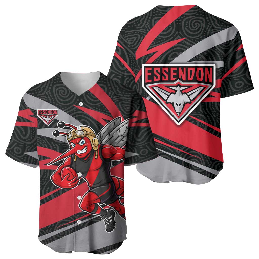 Essendon Bombers Australian Football Baseball Jersey Skeeta Mascot With Indigenous Pattern Art