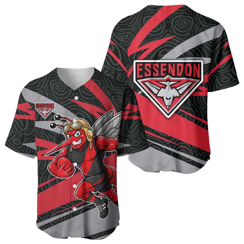 Essendon Bombers Australian Football Baseball Jersey Skeeta Mascot With Indigenous Pattern Art