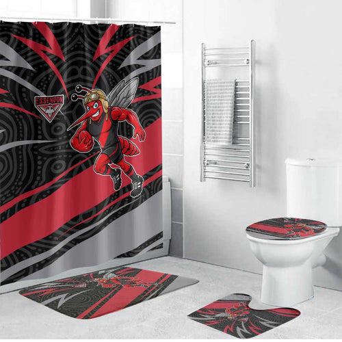 Essendon Bombers Australian Football Bathroom Set Skeeta Mascot With Indigenous Pattern Art