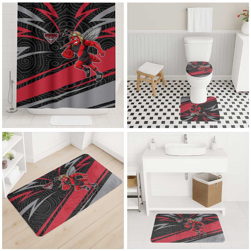 Essendon Bombers Australian Football Bathroom Set Skeeta Mascot With Indigenous Pattern Art
