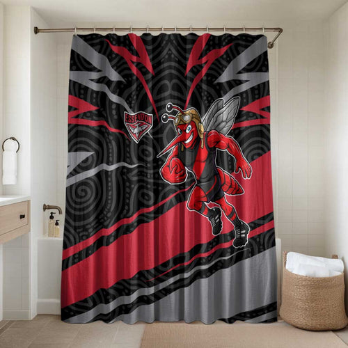 Essendon Bombers Australian Football Bathroom Set Skeeta Mascot With Indigenous Pattern Art