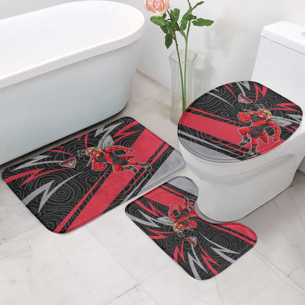 Essendon Bombers Australian Football Bathroom Set Skeeta Mascot With Indigenous Pattern Art