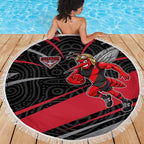 Essendon Bombers Australian Football Beach Blanket Skeeta Mascot With Indigenous Pattern Art