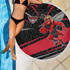 Essendon Bombers Australian Football Beach Blanket Skeeta Mascot With Indigenous Pattern Art