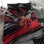 Essendon Bombers Australian Football Bedding Set Skeeta Mascot With Indigenous Pattern Art