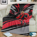 Essendon Bombers Australian Football Blanket Skeeta Mascot With Indigenous Pattern Art