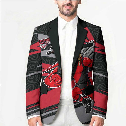 Essendon Bombers Australian Football Blazer Skeeta Mascot With Indigenous Pattern Art