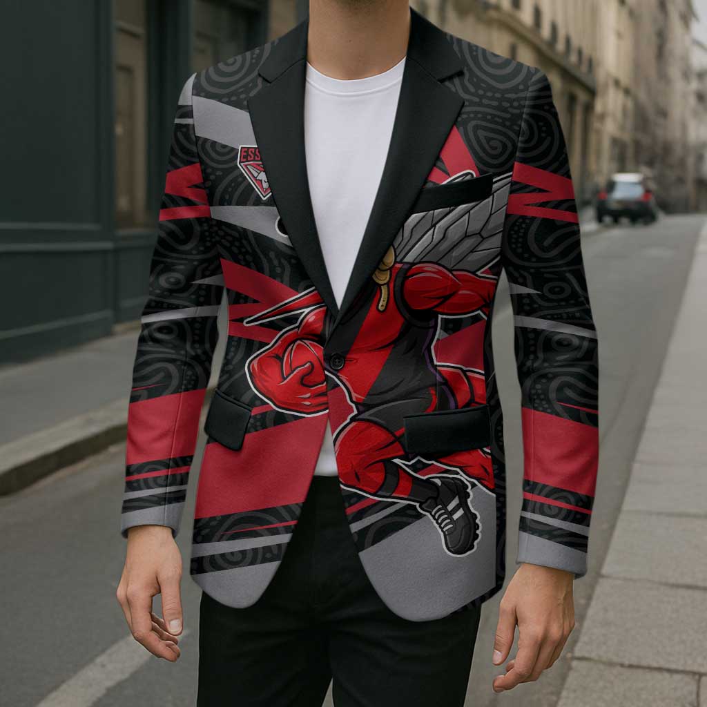 Essendon Bombers Australian Football Blazer Skeeta Mascot With Indigenous Pattern Art