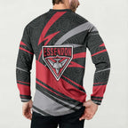 Essendon Bombers Australian Football Button Sweatshirt Skeeta Mascot With Indigenous Pattern Art