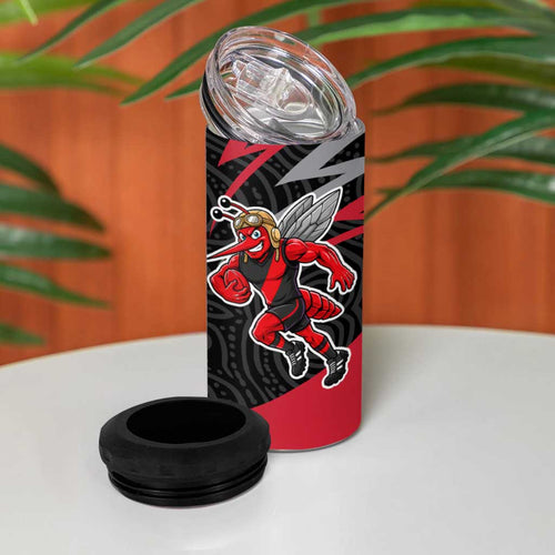 Essendon Bombers Australian Football 4 in 1 Can Cooler Tumbler Skeeta Mascot With Indigenous Pattern Art